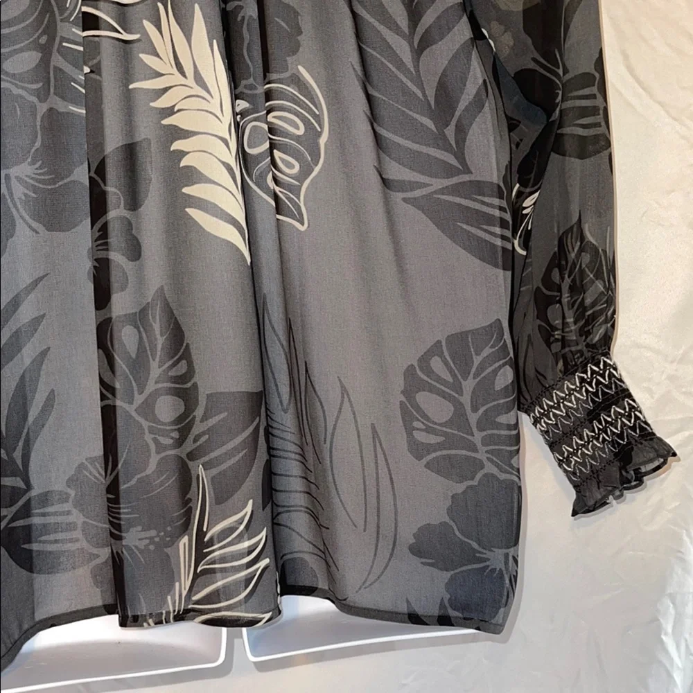 CAbi Aloha Black Long Sleeve Sheer Ruffled Blouse - Picture 13 of 16